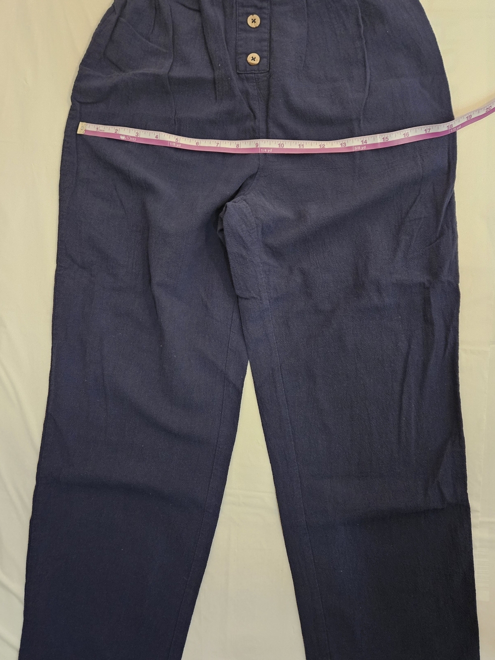 SHEIN Women’s Navy Blue Paperbag Waist Cropped Pants Size S Casual StretchStylis